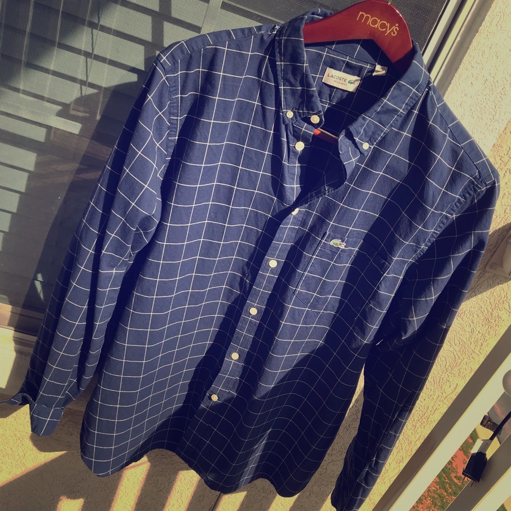 Lacoste Mens size XL long sleeve button down shirt
